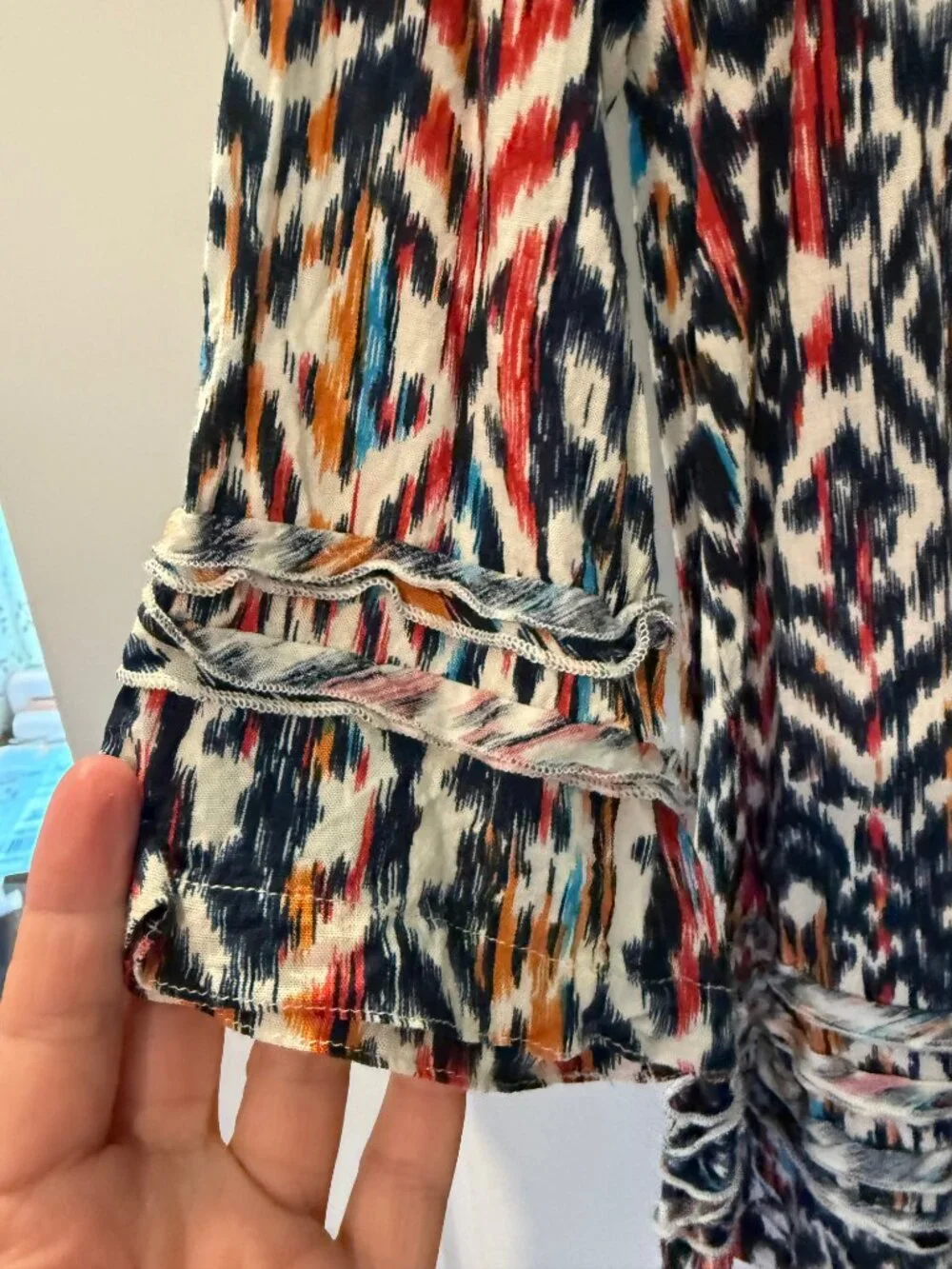 John Mark Multicolor Ikat Print Blouse Small